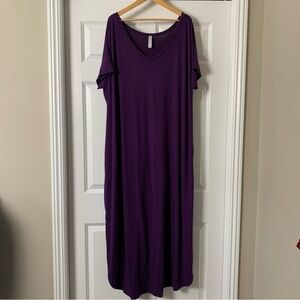 Zenana Outfitters Deep Purple Short Sleeve Maxi Dress Size 3X